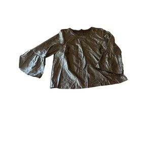 Eloquii Faux Leather Bell Sleeve Top Size 22 Black Elegant Womens Blouse